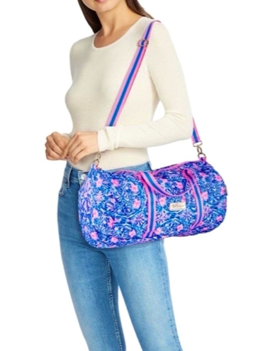 Lilly Pulitzer Lani Duffle Peru Blue “Takin It Easy” Travel,Gym,Weekend Bag NWT